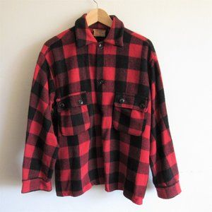 Vintage Moncton Wool Red and Black Buffalo Plaid Shirt Jacket